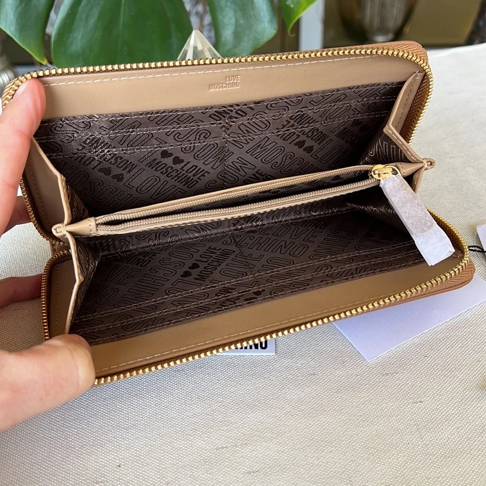 LOVE MOSCHINO Studded large Continental wallet Tan